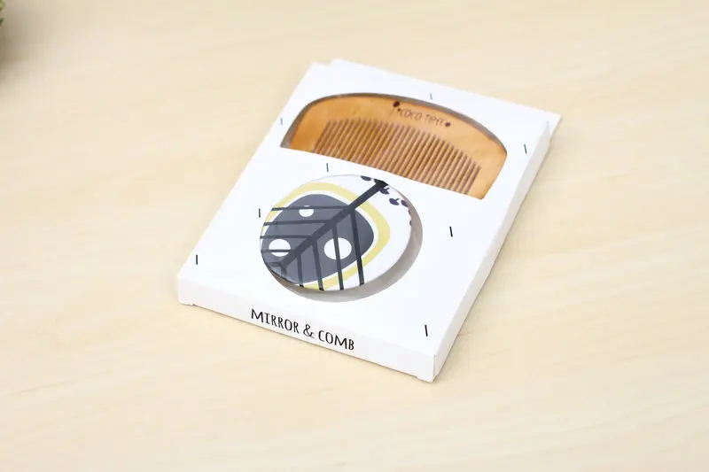 Student life supplies wholesale strange tree mirror comb wooden comb mirror ML-HZ2399 tinplate package