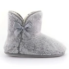 Home OEM Slippers Fall Winter Pv Fur Ladies Boots Slippers With Satin Bow