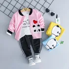 Autumn three-piece cartoon boy wear suit baby children clothes set in bulk