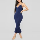Sleeveless Navy Clothing Women Boutique Ruffle Hem Dress