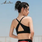 AMESIN Purple Padded Yoga Bra Tops Active Wear Sport Bra