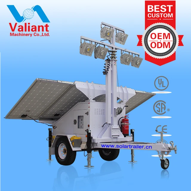 high lumen efficacy trailer solar light tower