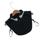 Latest Design Nice Half Shirt Detachable Fake Collar With Rhinestone Black Chiffon Faux Collar