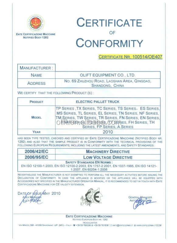 Good Service Electric Pallet Truck Hs Code With Ce Certificate Buy