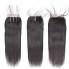 factory price 4x4 lace closure straight 100% Brazilian human hair with lace frontal closure with baby hair