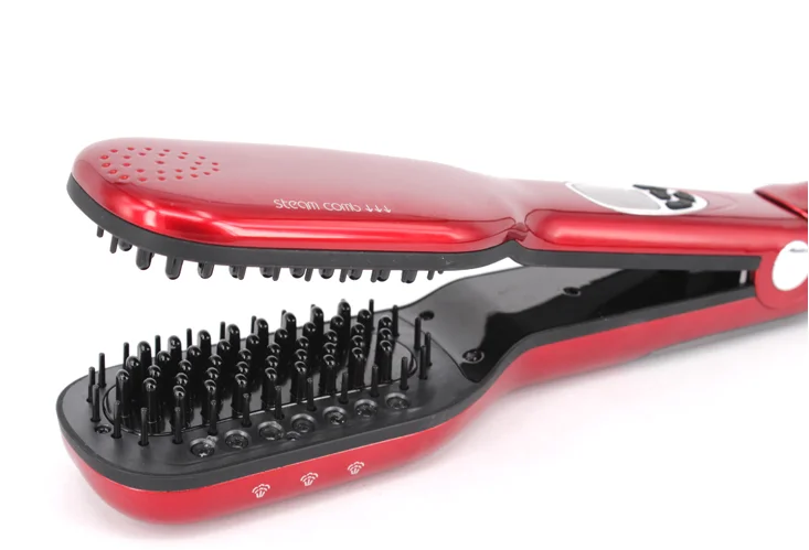 2017 Hot Sell Custom Steam Comb Electric Professional Ceramic Steam Hair Straightener Brush
