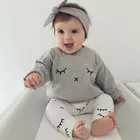 2018 New Design Cute Lovely Comfortable Eyelashes Grey Cotton Baby Clothes Newborn
