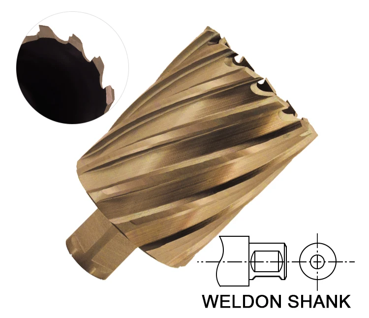 HSS Cobalt Annular Broach Cutter with Weldon Shank for Metal Cutting