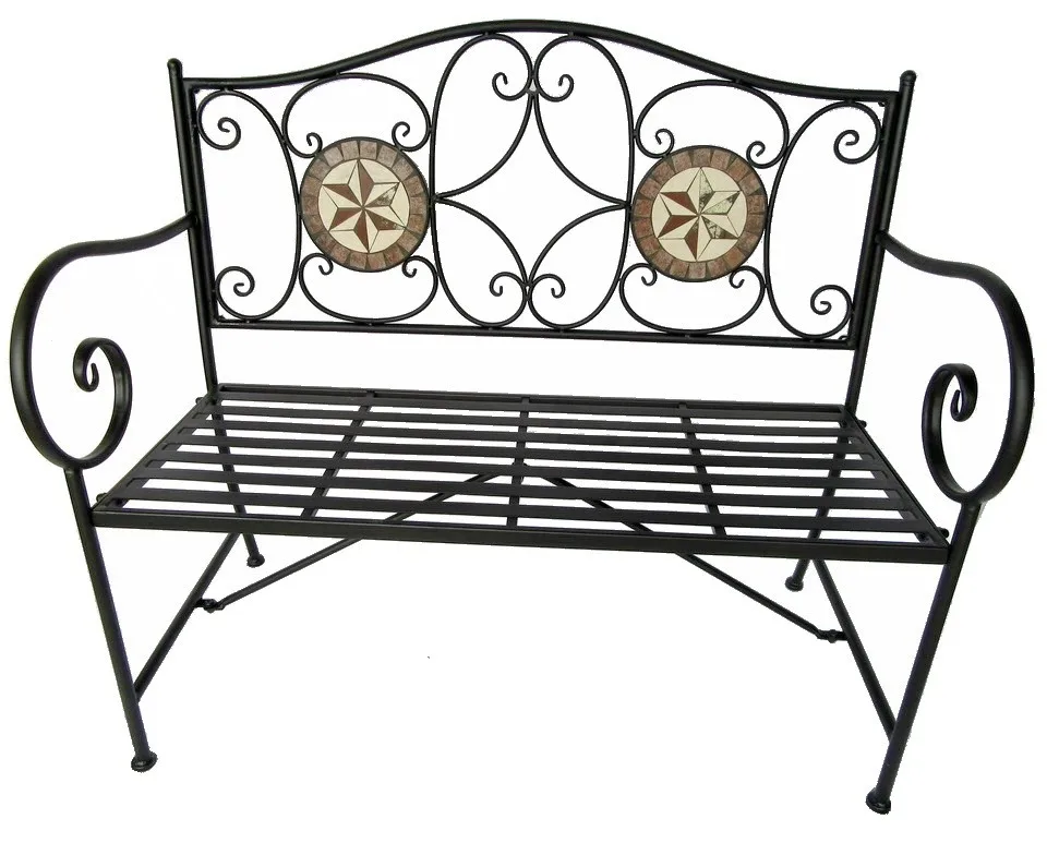 2 Seats Wrought Iron Metal Outdoor Mosaic Garden Bench Buy