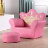 PINK throne chair Vinyl mini sofa with ottoman for kids room furniture