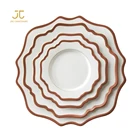 JC Dinnerware scallop enamel dinner sets rose gold charger plates cheap ceramic dinner plates gold trim