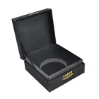 Custom black textured hard paper gift box with magnets closure candle gift packaging box