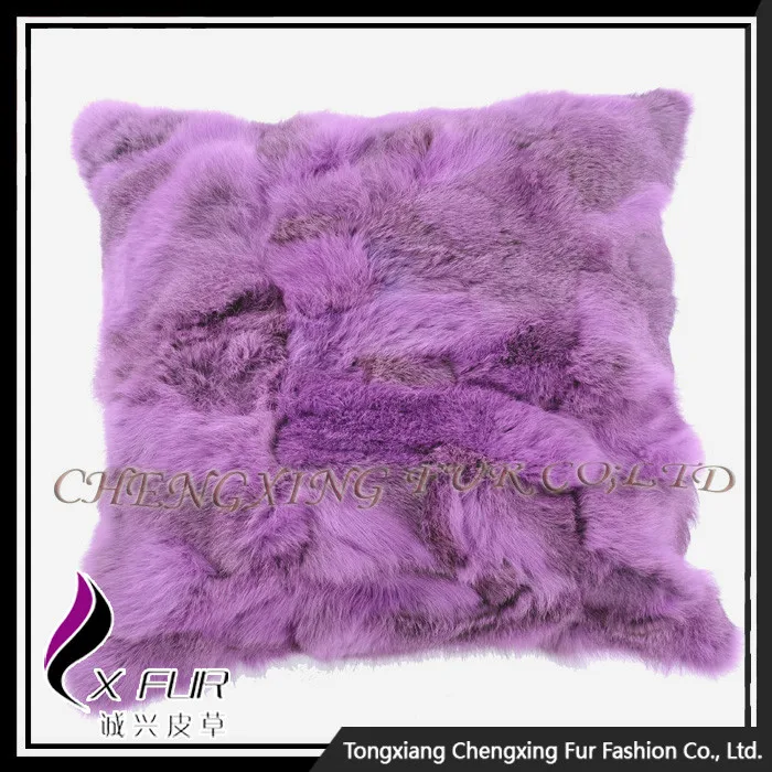 CXD17A Custom Made Patchwork Rabbit Fur Pillow Cover, View Pillow