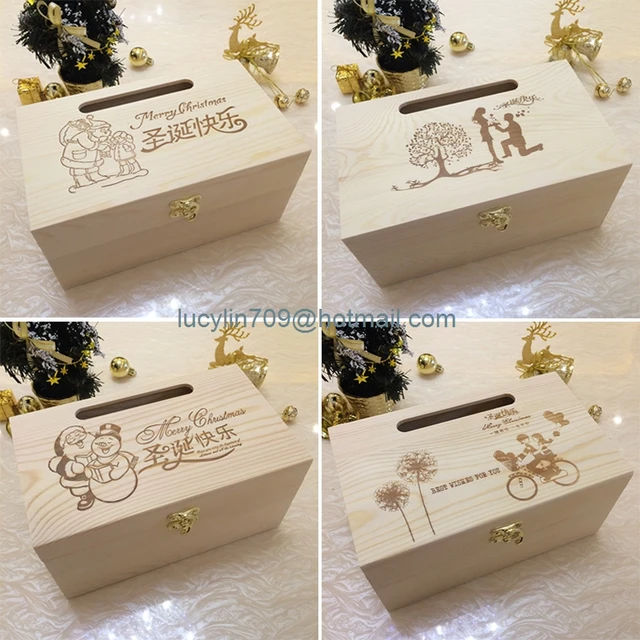 christmas eve pine wood large apple gift box