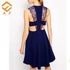 2019 women clothing dress lady fashion dress casual Navy lace dress