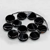 Flat Round Coin Black Onyx Stripped Agate Stone Gemstone Beads For Jewelry Making