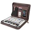 Best Quality Multifunctional A4 Zippered Brown Leather Portfolio for iPad Air and Phone