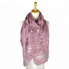 Hot luxury embroidery cutting flowers scarf lace scarf