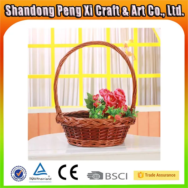 christmas empty willow wicker basket for gift with handle