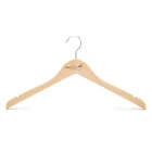 Custom LOGO Man Notches Anti-slip Shoulder Crafted Wooden Dress T Shirt Hanger Display