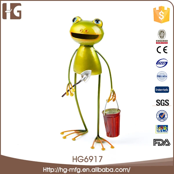 High quality cute standing metal frog 12x7x25CMH HG6917 wild animal crafts with high quality