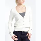 WOMEN'S 100% LAMBSWOOL DEEP NECK CARDIGAN SWEATER