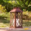 Outdoor Garden Hanging Lantern-Waterproof Metal Solar Candle LED Light