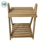 2 Plant Pot Bamboo Plant Stand Decorative 2 Tiers Desktop Plant Shelf Stand Bamboo Pot Stand