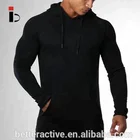 Black basic design cotton polyester mens gym hoodie