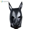 Horse Head Hood Cosplay Headgear Binding Hood Halloween Mask with Zipper Latex Mask