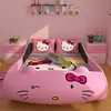 New Designed Totally Eco-friendly Car kids Bed Pink with LED Lights Sounds