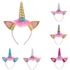 Wholesale kids hair accessories glitter bling lace unicorn headband