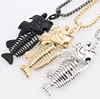 Fashion Stainless Steel Men Skeleton Fish Bone Fishing Pendant Necklace and Keychain