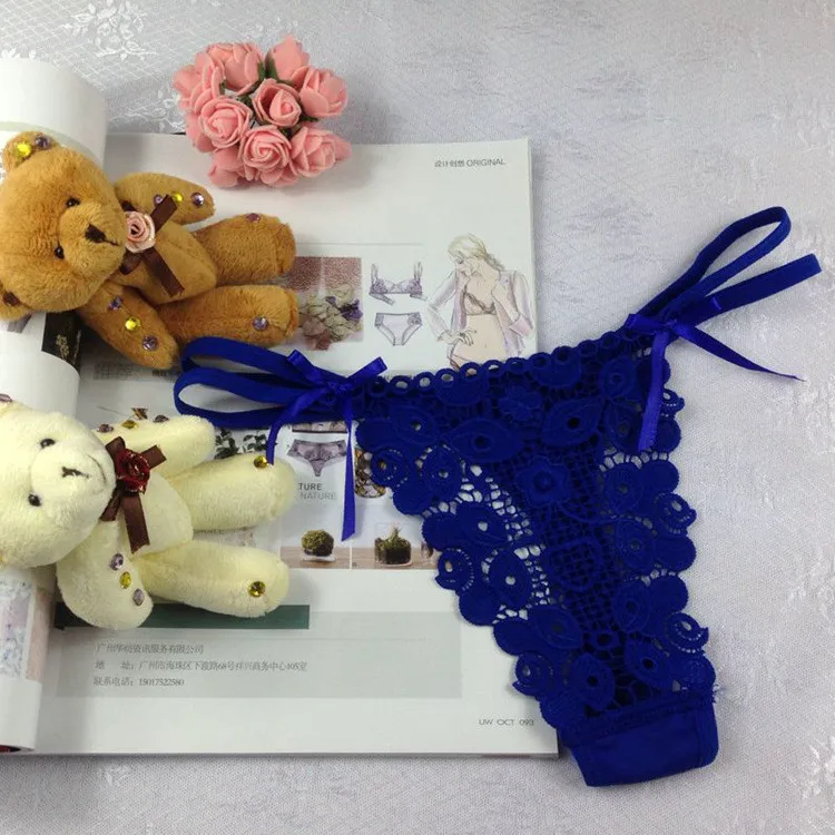 Stock Valentine's Day roses Embroidery transparent sey bandage g strings thongs women panties underwear lace briefs erotic g-str