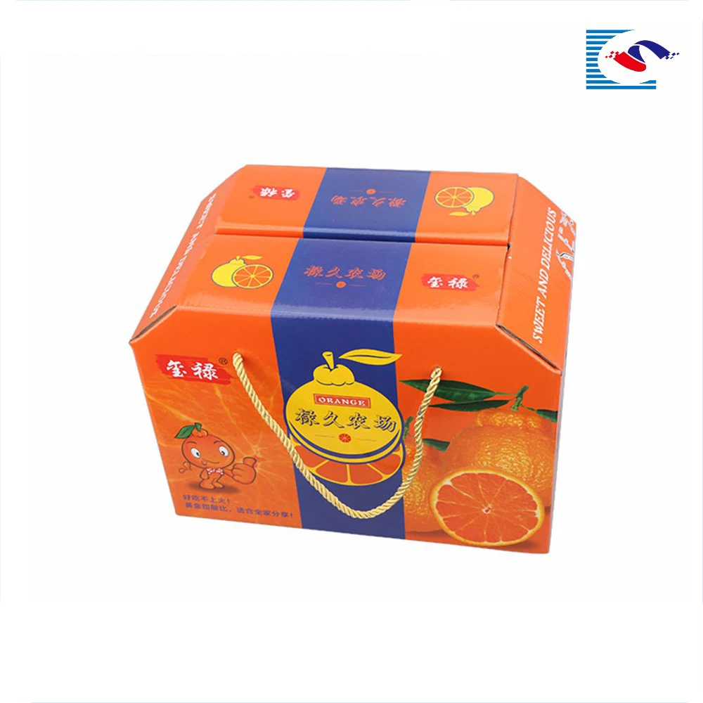 fresh fruit corrugated gift packaging box with rope handles