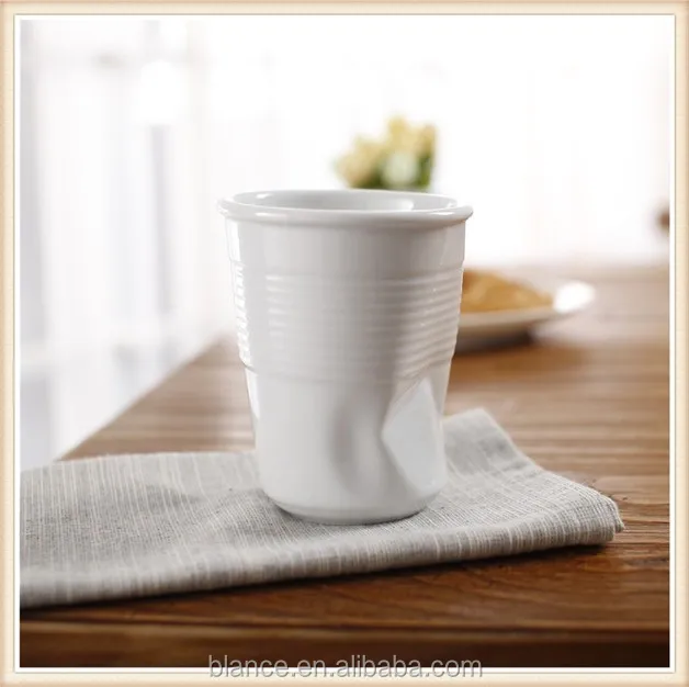 ceramic crushed cups crumpled design cup