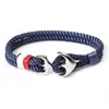 Wholesale Custom logo antique color anchor polyester nautical rope nylon mens stainless steel anchor bracelet