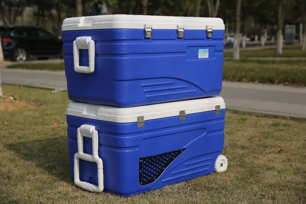 Large Plastic Insulated Ice Chest With Wheels For Food Storage 130l