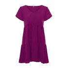 Korea 2019 plain girl mini plus size 100% polyester ladies holiday causal summer womens t shirt dress