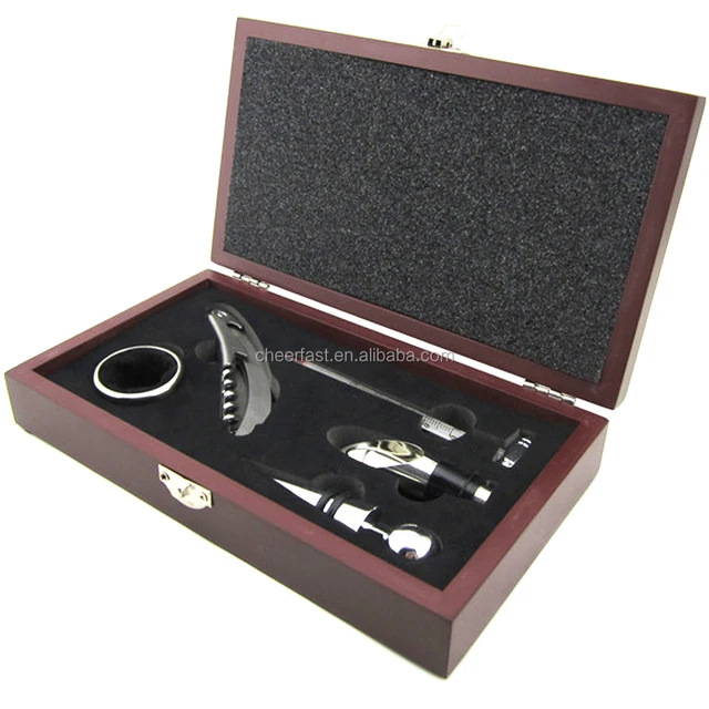 small order acceptable wine opener gift set with wood box