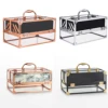 custom portable clear large rose gold computer poker makeup cosmetic jewelry display storage acrylic box case with lock and key
