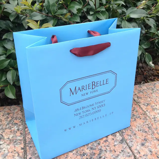luxury blue printed matte laminated embossing paper bag