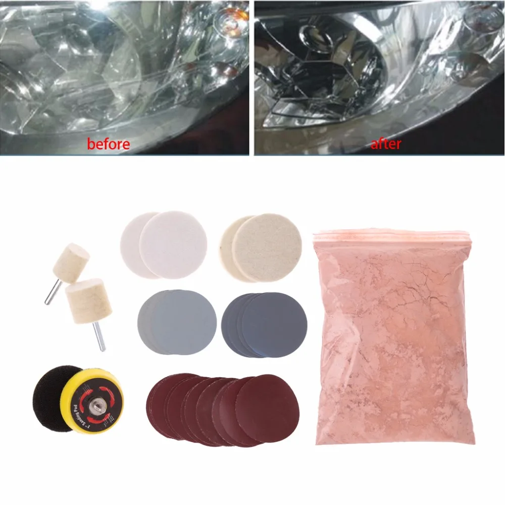 34 Pcs Deep Scratch Remover Car Glass Polishing Kit 8 OZ Cerium Oxide Polishing Pad and 2'' Wheel Car Maintenance Accessory C45 carnauba car wax