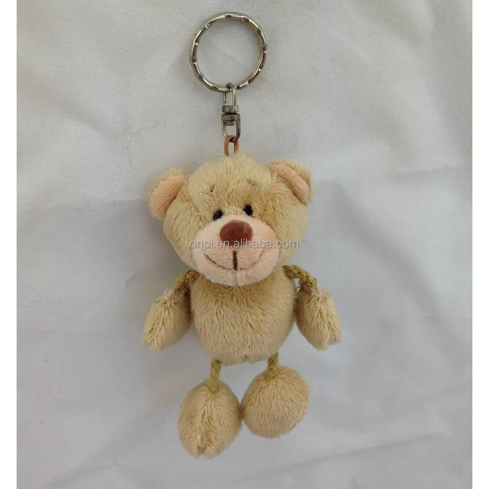 size mini size cute stuffed plush brown teddy bear keychain toy