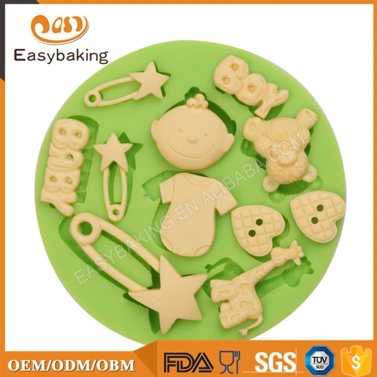 ES-1221 Baby Boy-Sortiment, runde Silikonformen für Fondant, Kuchendekoration, 11 Mulden