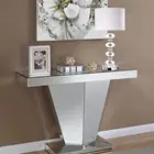 Contemporary "T"-shaped Design Shimmering Mirror Silver Console Table