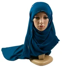 Latest Design Summer Tops Wholesale Plain georgette scarf thick bubble heavy chiffon hijab with stone for muslim women