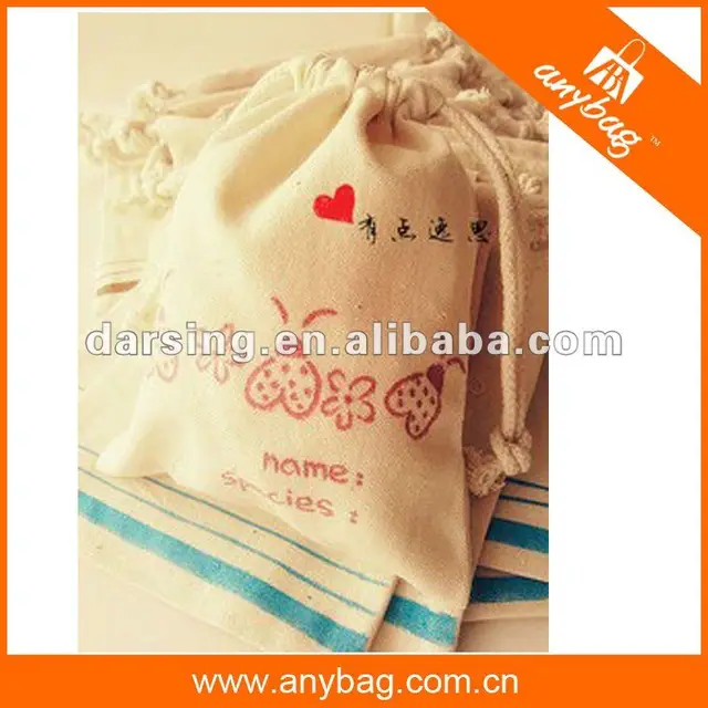 mini small screen printed burlap jute drawstring bag for coffee