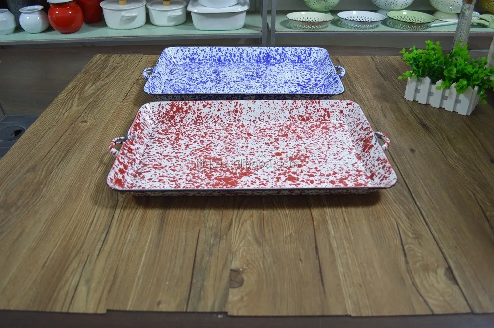 9093 Enamel middle rectangle tray