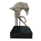 hot sale large shape horse head Wood Carving Sculpture Art Statues